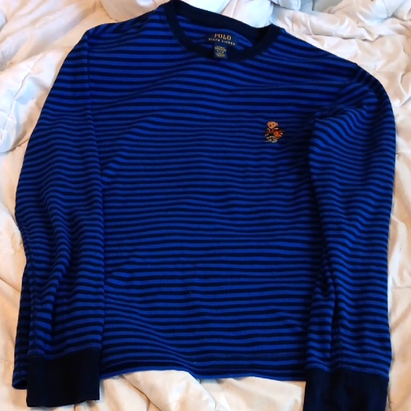 Polo Ralph Lauren Navy and Black Striped Shirt - Picture 1 of 9